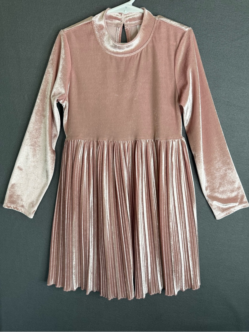 Wonder Nation Blush Pink Velvet Pleated Girl Dress - Long Sleeve Size: 6/6X